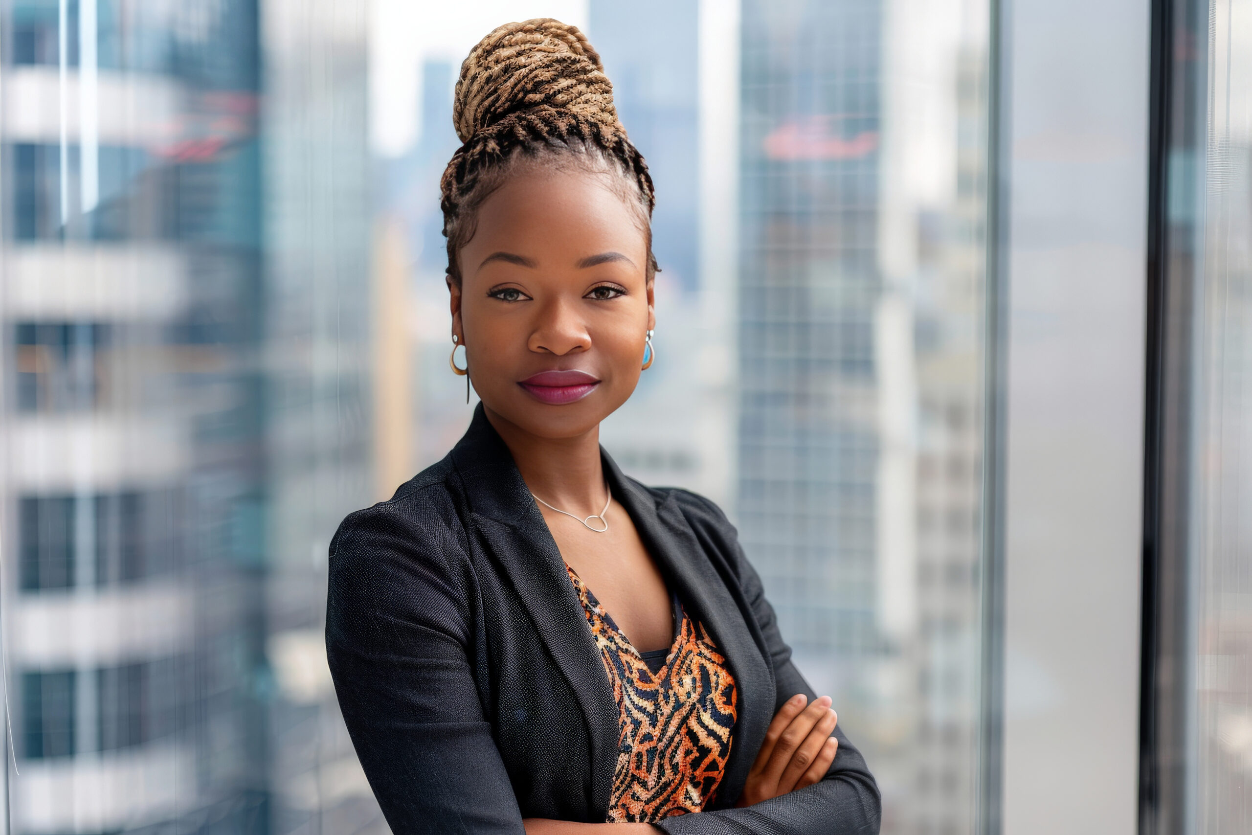medium shot beautiful woman with braids